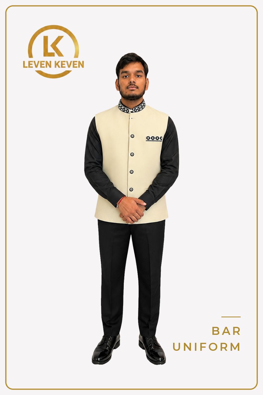 Cream Bar Waistcoat with Black Shirt