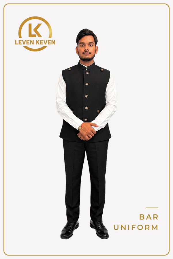 Black Bar Waistcoat with White Shirt