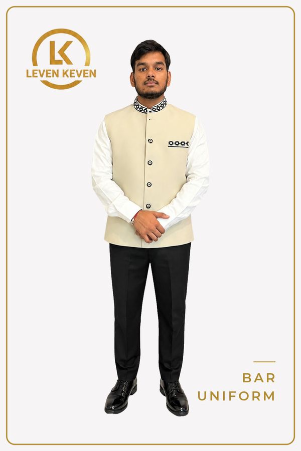 Cream Bar Waistcoat with Embroidered Collar