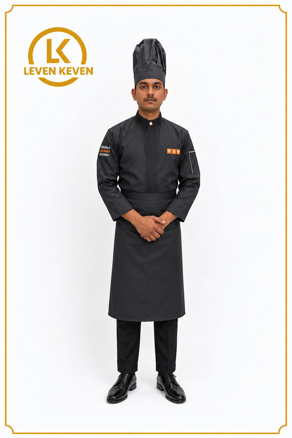 Charcoal Chef Coat with Orange Detail
