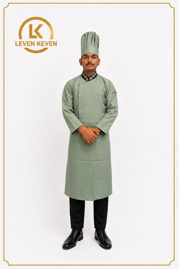 Sage Green Chef Coat and Apron