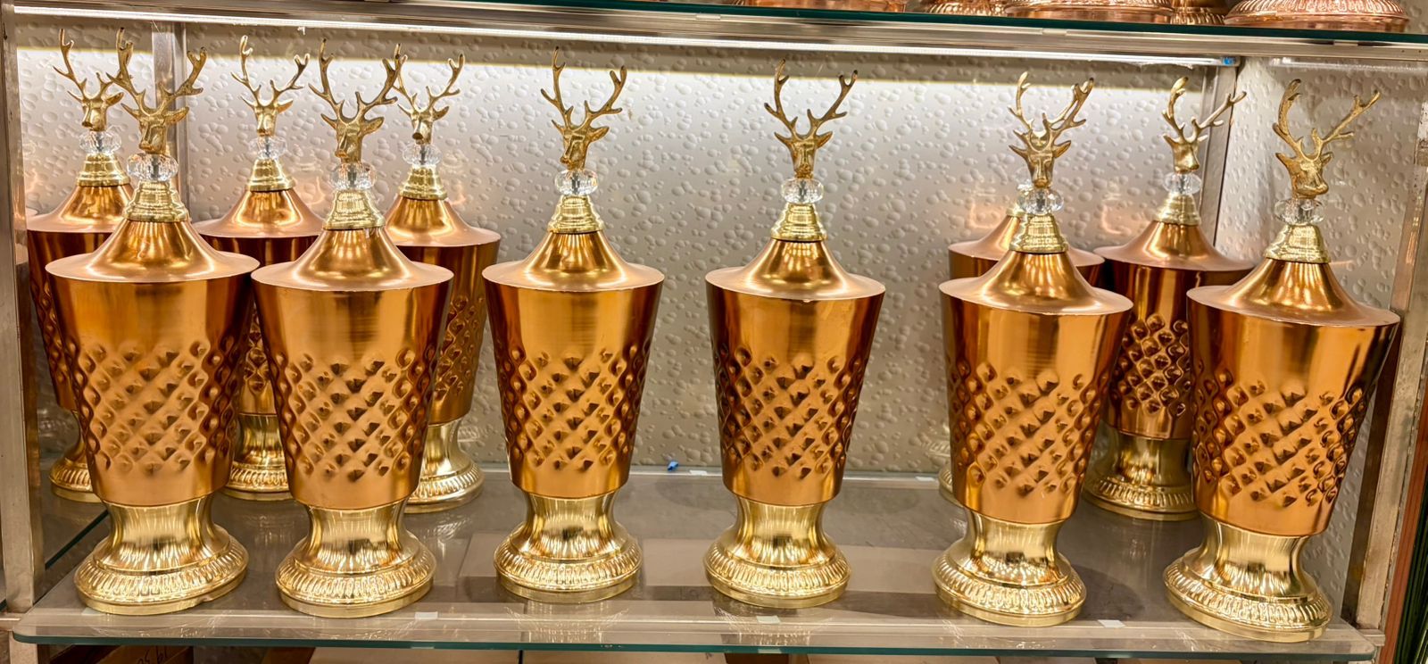 Gold Lattice Showpieces with Deer Tops