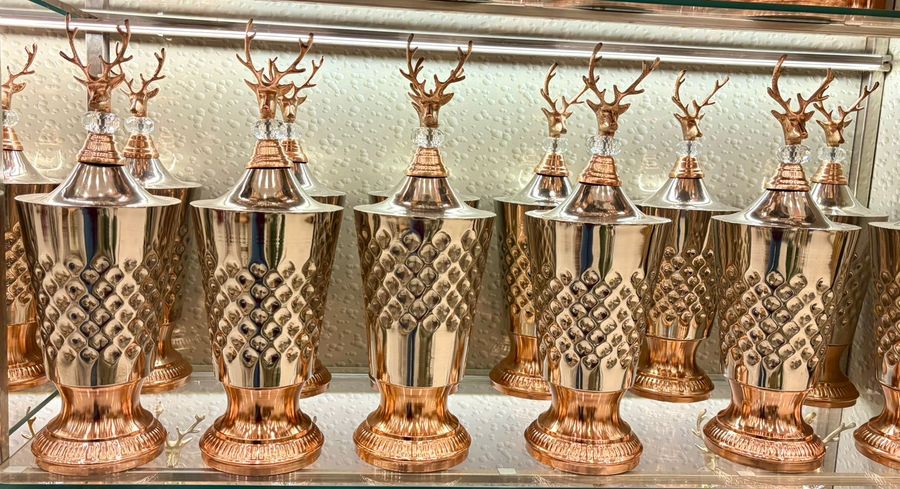 Rose Gold and Silver Showpieces with Deer Tops