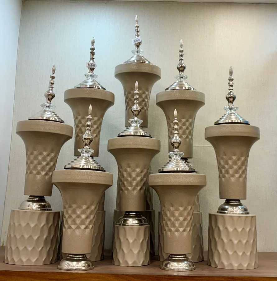 Taupe Showpieces with Silver Finials