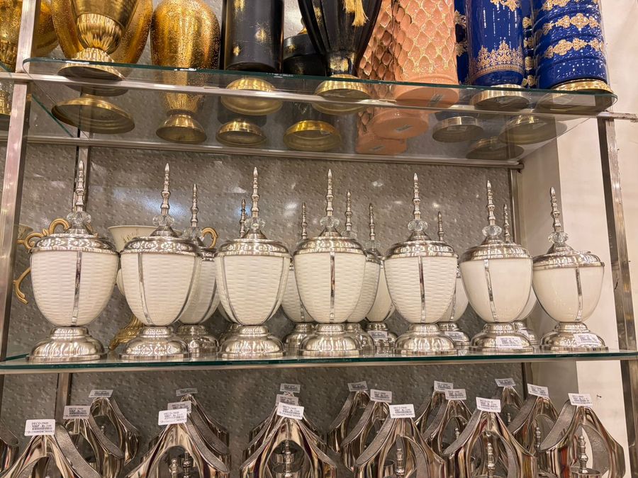 White and Silver Lidded Jars