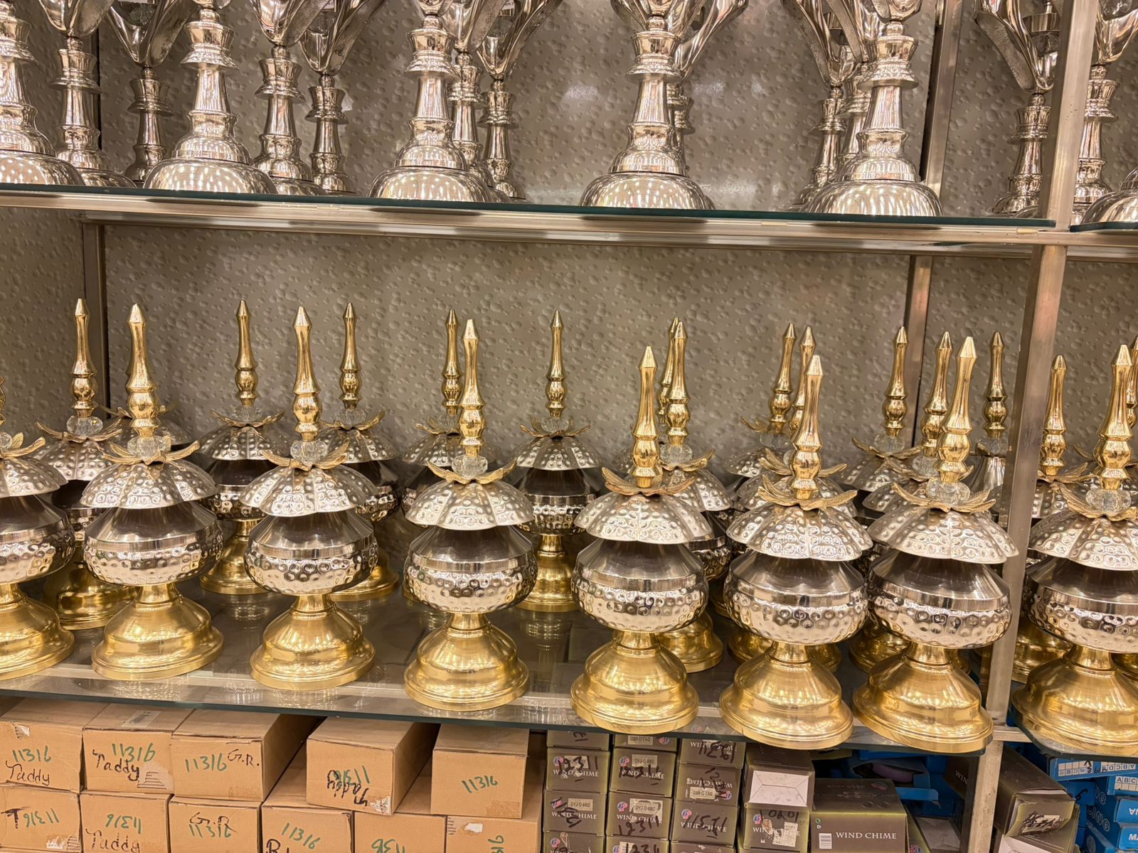 Silver and Gold Lidded Jars