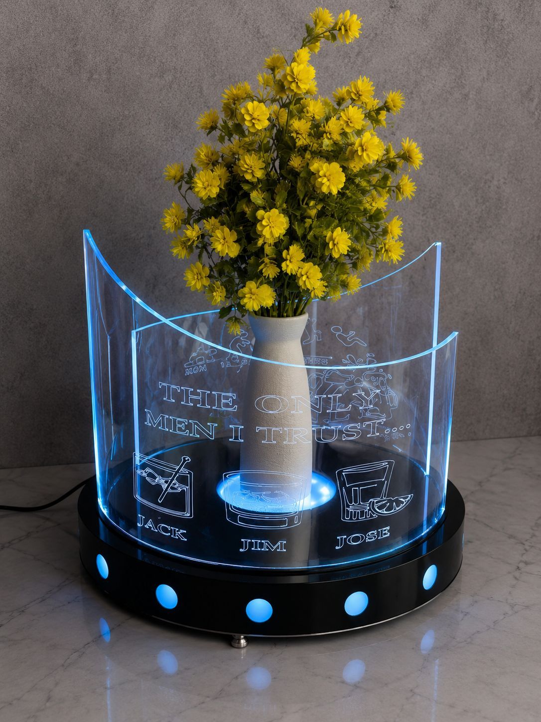 Curved LED Acrylic Centrepiece with Engraving