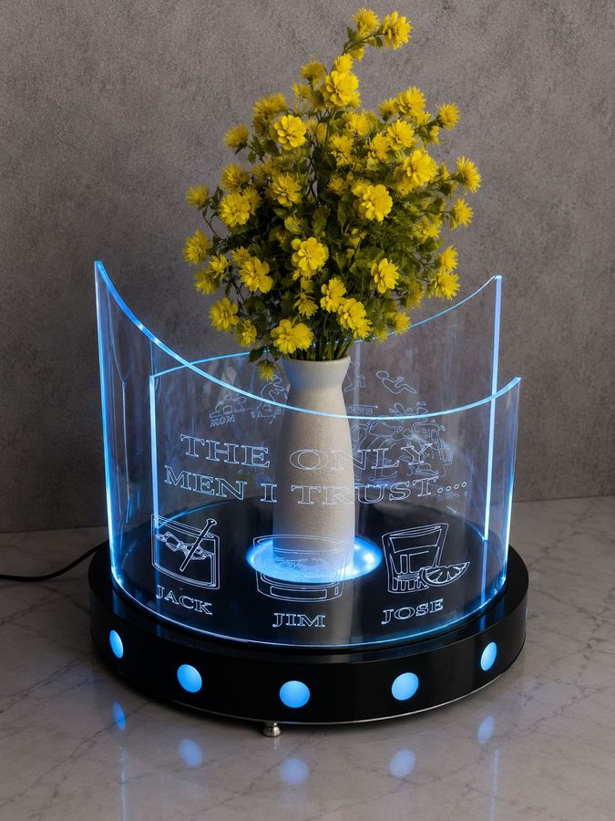 Curved LED Acrylic Centrepiece with Engraving