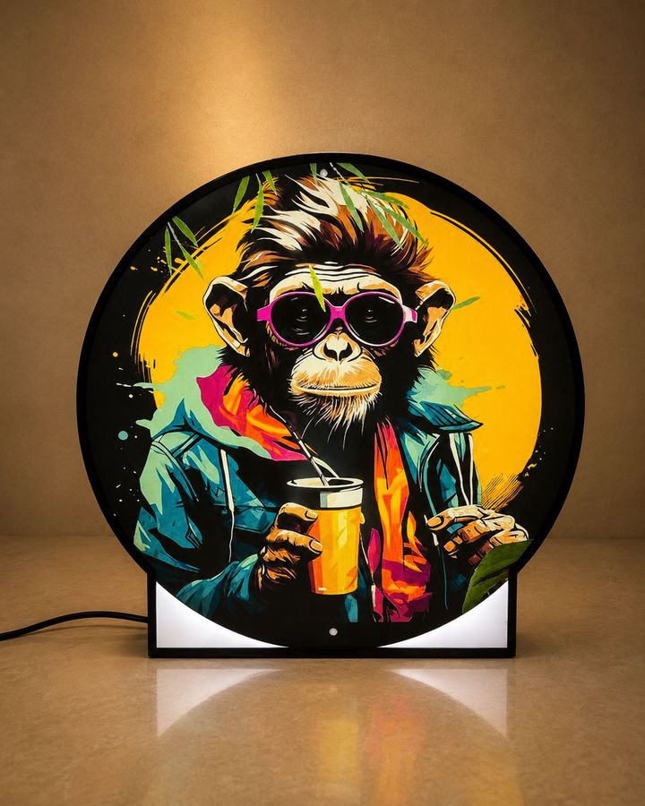 Round LED Light Box with Pop Art Print