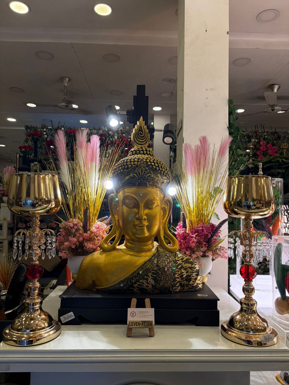 Gold Buddha Bust Display