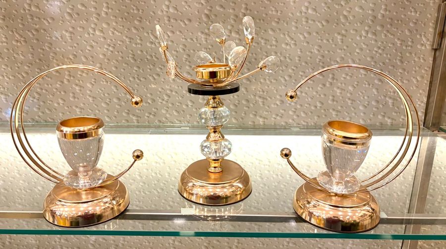 Rose Gold Crystal Tealight Holders