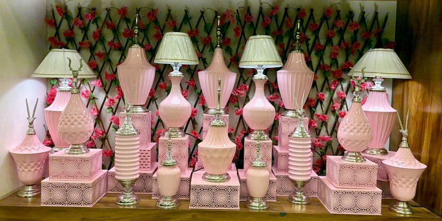 Pink Showpieces with Table Lamps