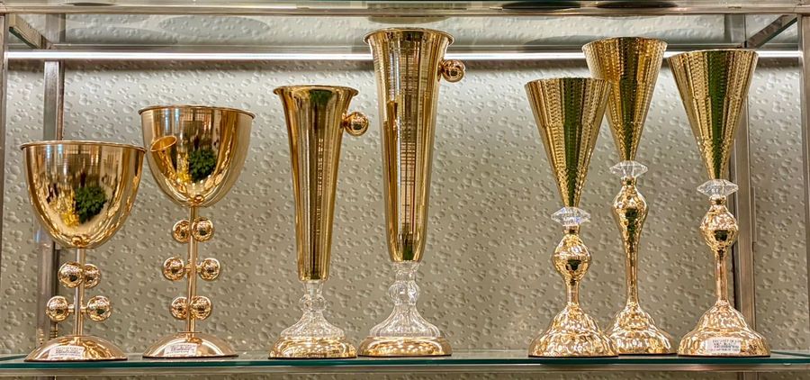Gold Flute and Goblet Vases