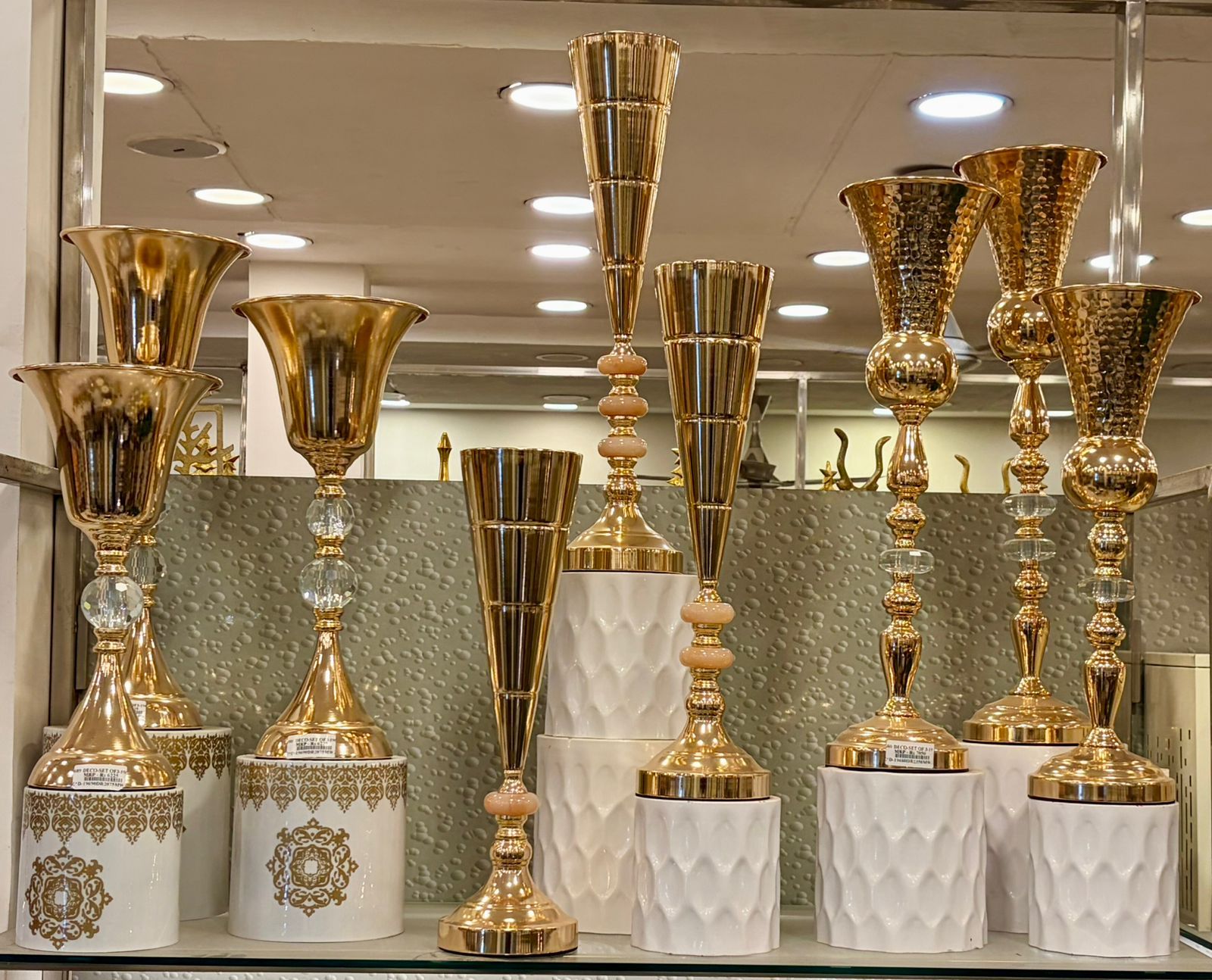 Tall Gold Flute Vases
